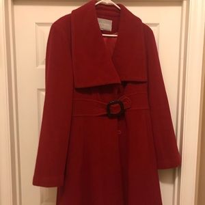Deep red wool pea coat